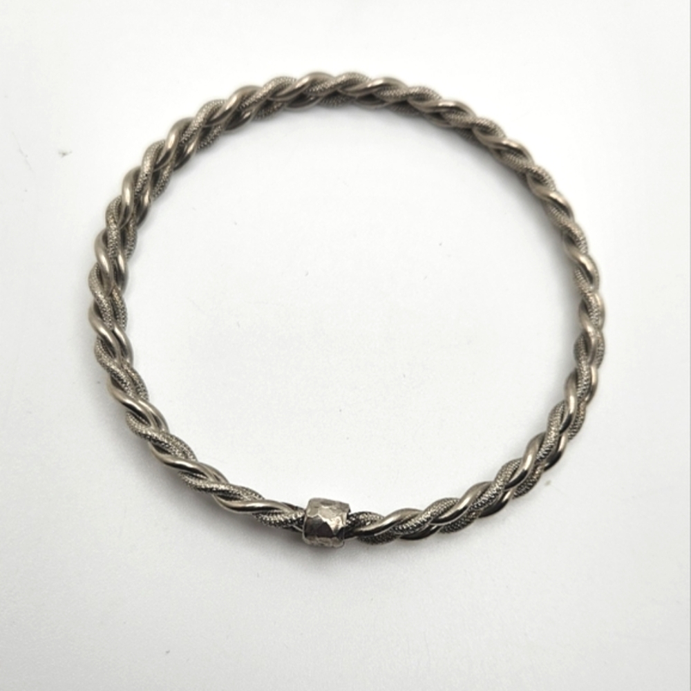 🟢3/$19🟢 Handmade Silver Twisted Double Dual Bangle Bracelet Stack - Picture 5 of 7